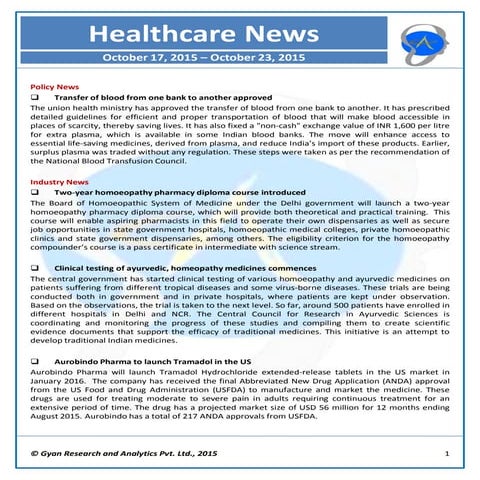 Nl healthcare oct 17 - oct 23, 2015