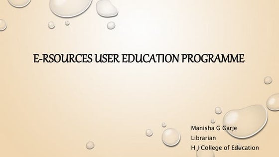 Nlist user education programme
