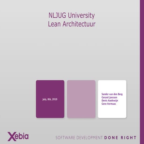 Lean Architecture University Session for NLJUG at Xebia on July 8th, 2010
