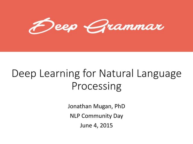 Deep Learning for Natural Language Processing