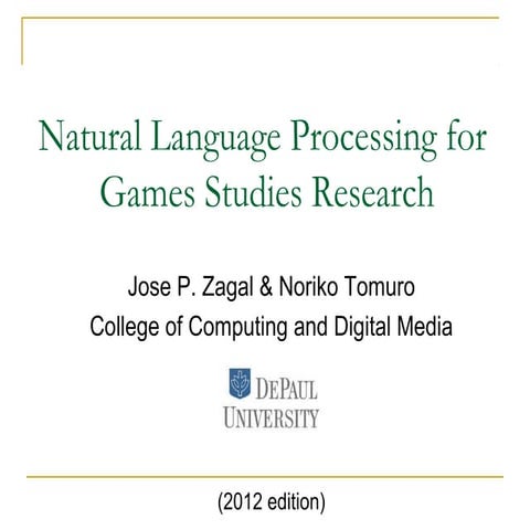Natural Language Processing for Games Research | PPT | Video Game ...