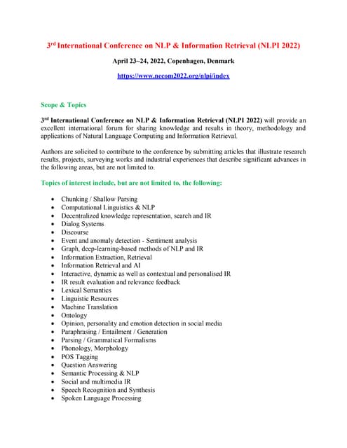 3rd International Conference On Nlp Information Retrieval Nlpi 2022 Pdf 3rd International Conference On Nlp Information Retrieval Nlpi 2022 Pdf