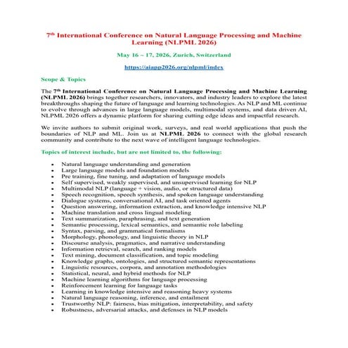 7th International Conference on Natural Language Processing and Machine ...
