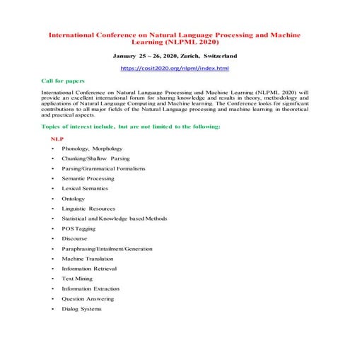 International Conference on Natural Language Processing and Machine Learning ...