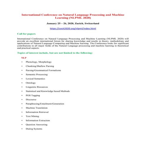 International Conference on Natural Language Processing and Machine Learning ...