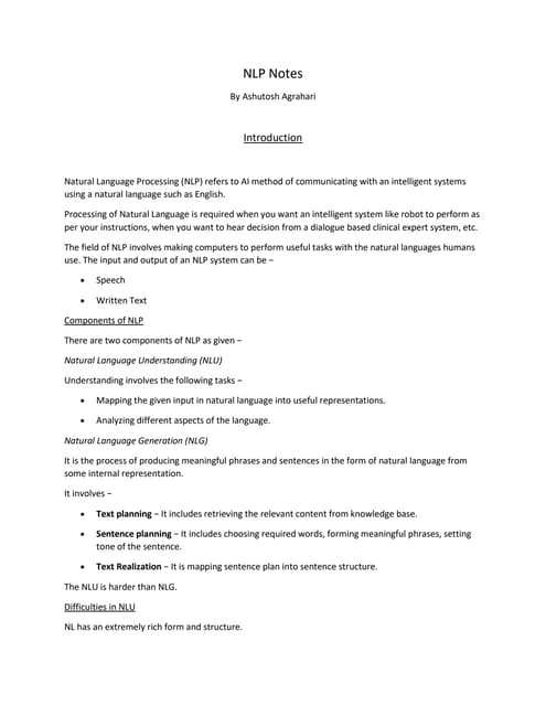 Amity NLP Notes