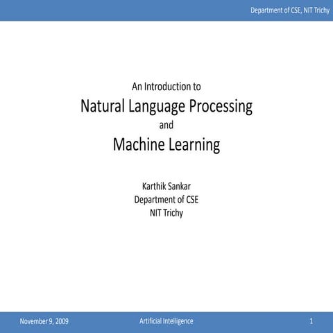 Natural Language Processing and Machine Learning | PPT