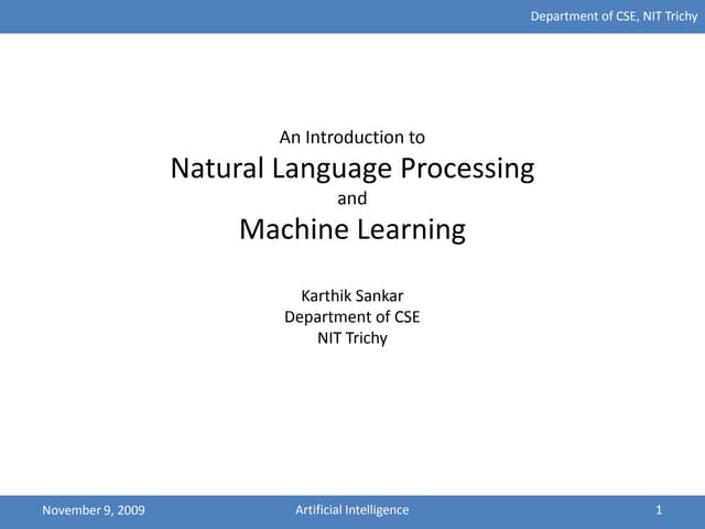 Natural Language Processing and Machine Learning