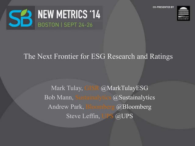 The Next Frontier for ESG Research and Ratings