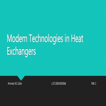 Modern technologies in heat exchangers