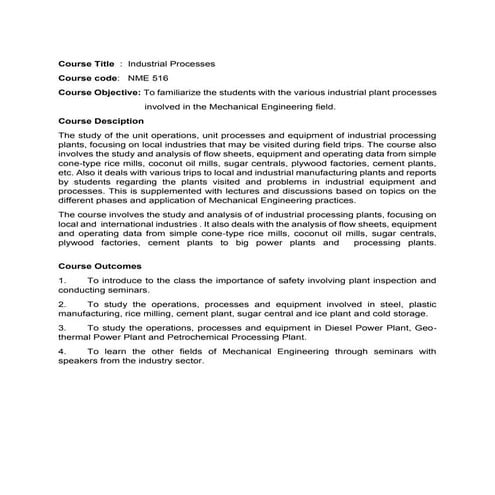 Nme 516 industrial processes for canvas