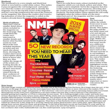 Nme front cover analysis