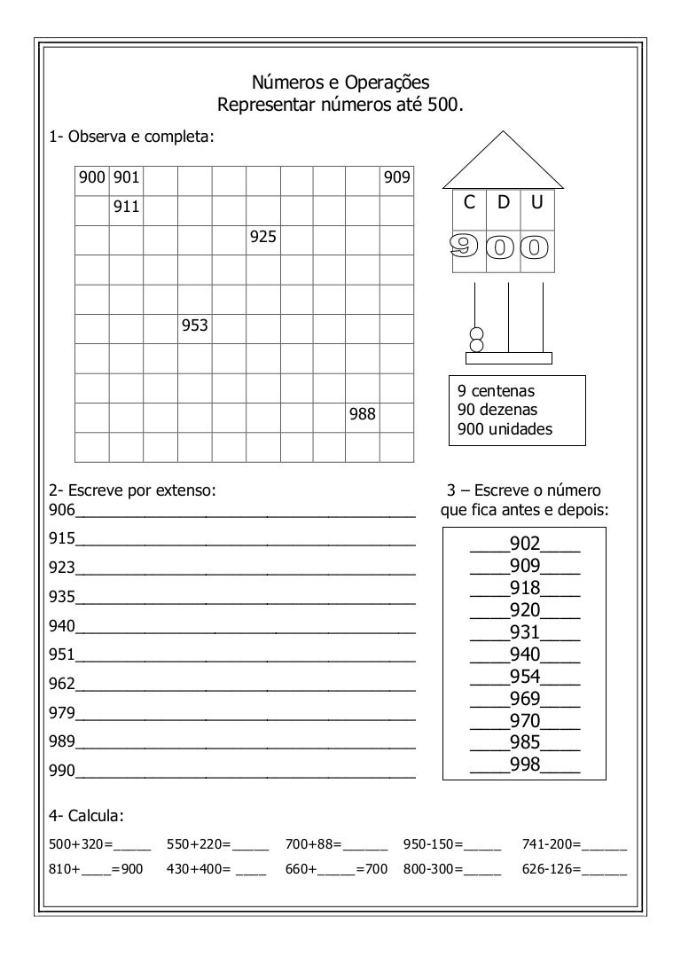 Números de 900 a 999 Números de 900 a 999