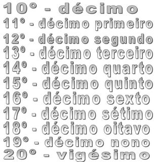 Números ordinais 10º a 20º
