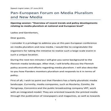 Speech Ingrid Lieten, 27 June 2012