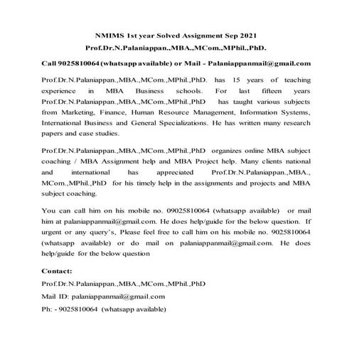 NMIMS 1st Year Solved Assignment Sep 2021 