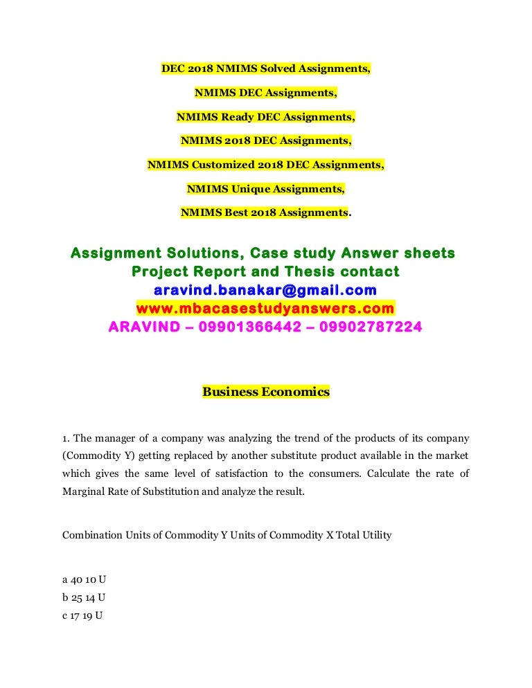 Nmims 2018 Dec Assignments Business Economics