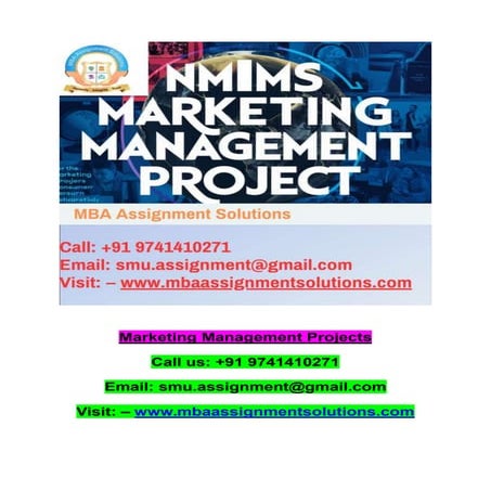 NMIMS Marketing Management Project - Call: +91 9741410271
