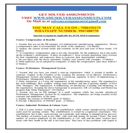 Nmims sem 3 pgdhrm june assignments