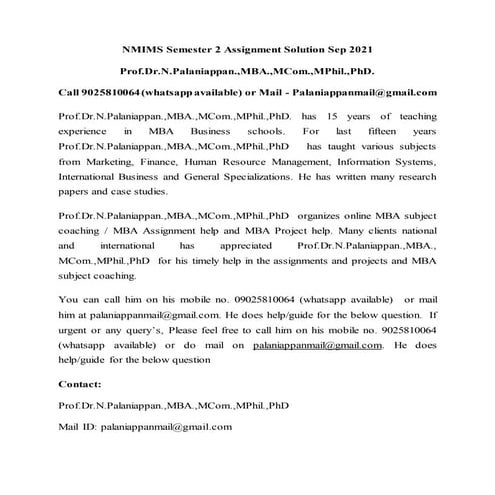 NMIMS Semester 2 Assignment Solution Sep 2021 