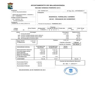 Nómina Carmina Madrigal