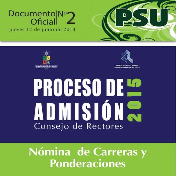 Carreras y ponderaciones Proceso de Admisión 2015