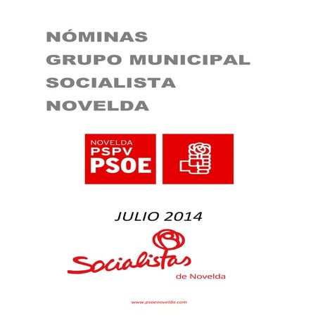 Nóminas Grupo Municipal Socialista Novelda Julio 2014