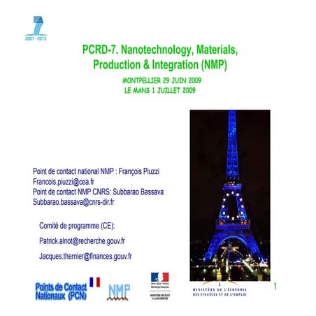 PCRD-7. Nanotechnology, Materials, Production & Integration (NMP) | PDF