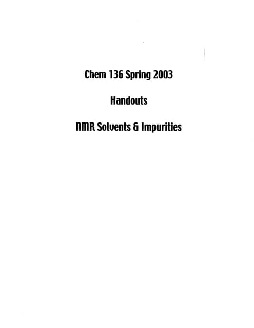 Nmr Solvent Impurities Chart