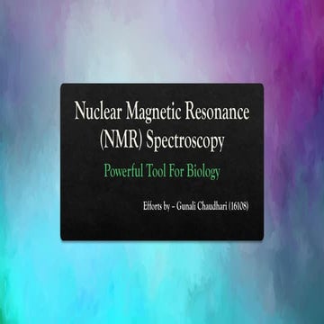NMR Spectroscopy- bioanalytical techniques