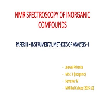 Nmr spectroscopy of inorganic compounds