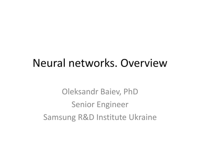 Neural Networks. Overview