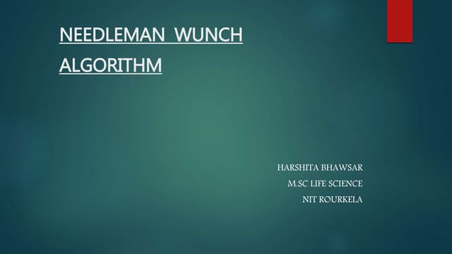 Needleman-wunch algorithm  harshita