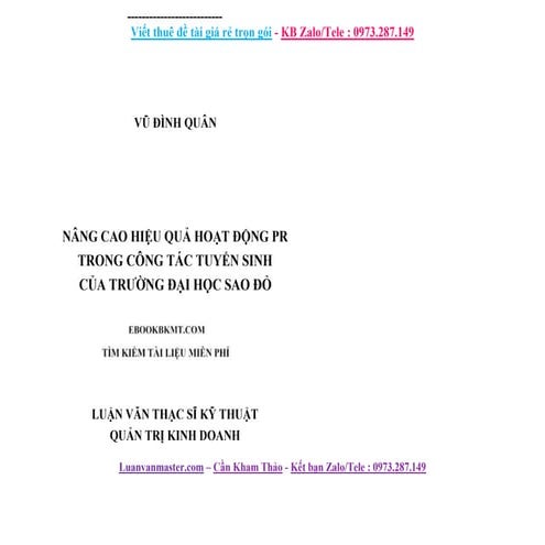 Nâng cao hiệu quả hoạt động PR trong công tác tuyển sinh của Trường Đại học Sao Đỏ.doc