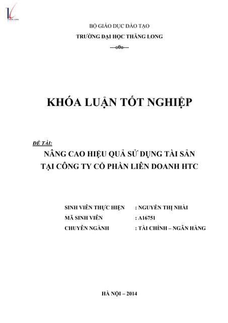 Nâng cao hiệu quả sử dụng tài sản tại công ty cổ phần liên doanh htc
