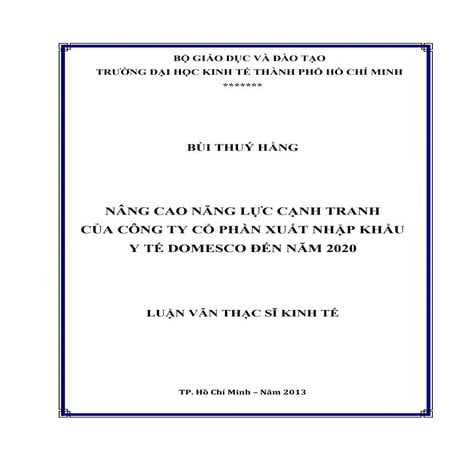 Nâng cao năng lực cạnh tranh của công ty cổ phần xuất nhập khẩu y tế domesco ...