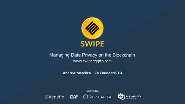 Swipecrypto - INBLOCKS Jakarta 2018
