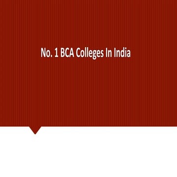 No. 1 BCA Colleges In India