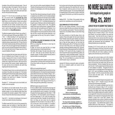 Living in the Day of Judgment Tract Series #2: No More Salvation