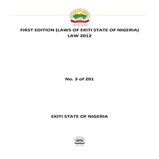 First Edition (Laws of Ekiti State ...
