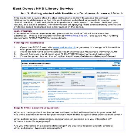 No 3 getting started with healthcare databases advanced search