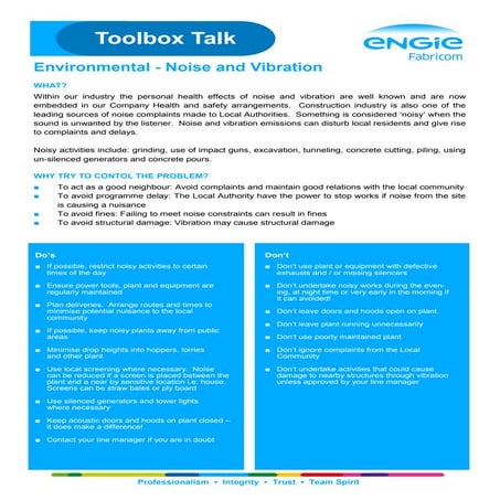 TOOLBOX TALK | noise and vibration