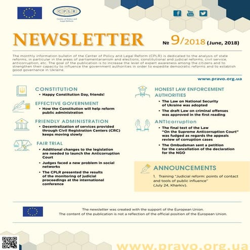 Newsletter of the CPLR No9 (June 2018)