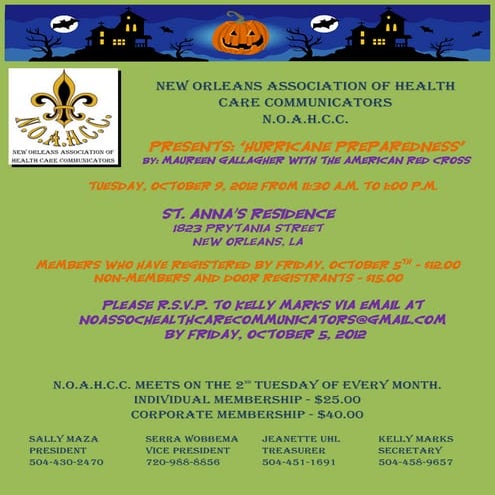 Noahcc October 2012 Meeting Notice