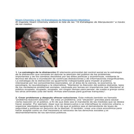 Noam chomsky-10 estrategias de manipulación mediática