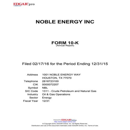2015 - דו"ח שנתי נובל אנרג'י
