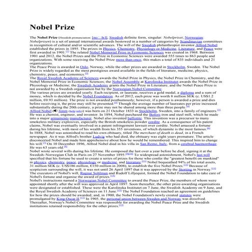 Nobel prize | PDF