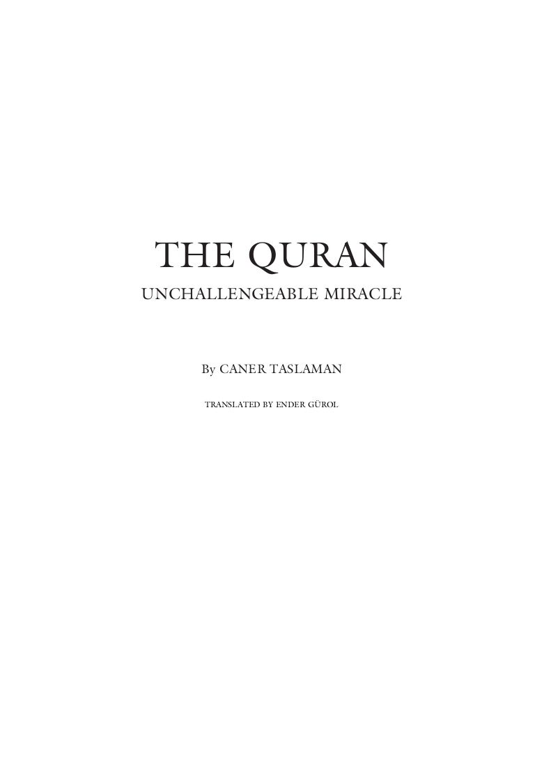 Noble Qur An The Unchallengeable Miracle