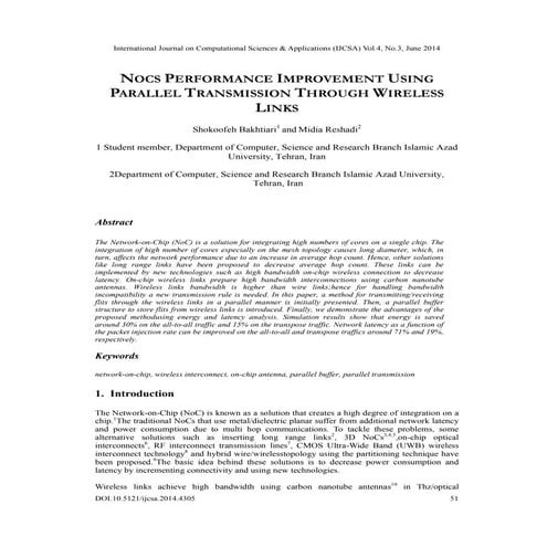 Nocs performance improvement using parallel transmission through wireless links