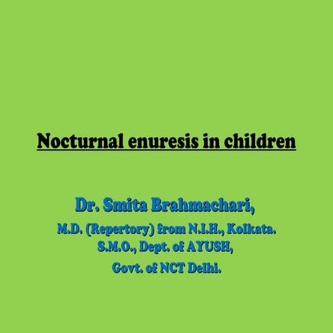 Nocturnal enuresis in children journal ppt | PPT